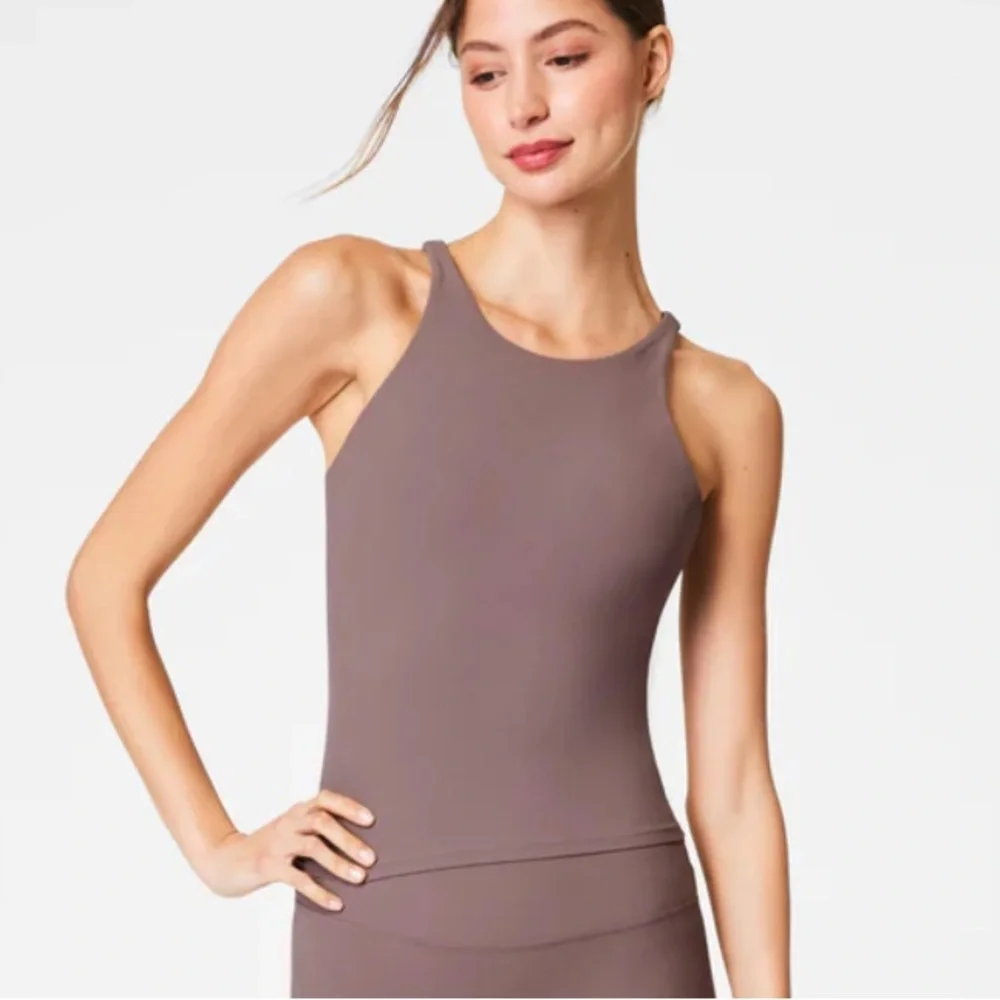 NWT, SPANX—SpanxSmooth OnForm High Neck Shelf Tank Lined Women's Top in Smoke—M - Picture 1 of 12
